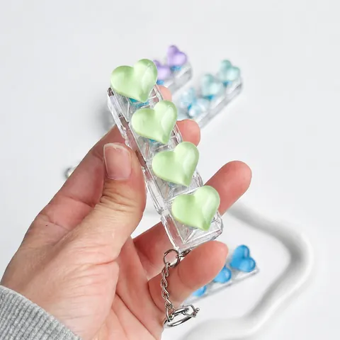 Ice Clear Heart Shaped Mechanical Keyboard Keycap Fidget Toy Stress Relief Switch Tester Keychain For Women Men Daily Decoration Gift