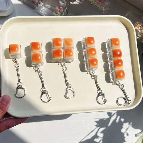 Simulation Caramel Bread Mechanical Switch Tester Fidget Toy Keychain Creative Stress Relief Finger Toy For Office Backpack Decor Gift