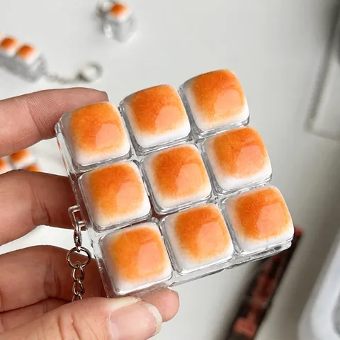 Simulation Caramel Bread Mechanical Switch Tester Fidget Toy Keychain Creative Stress Relief Finger Toy For Office Backpack Decor Gift