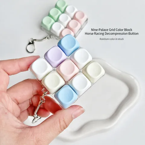 Macaron 9-Key Mechanical Keyboard Switch Tester Fidget Toy Keychain For Stress Relief Desktop Decoration Office Gift Men Women