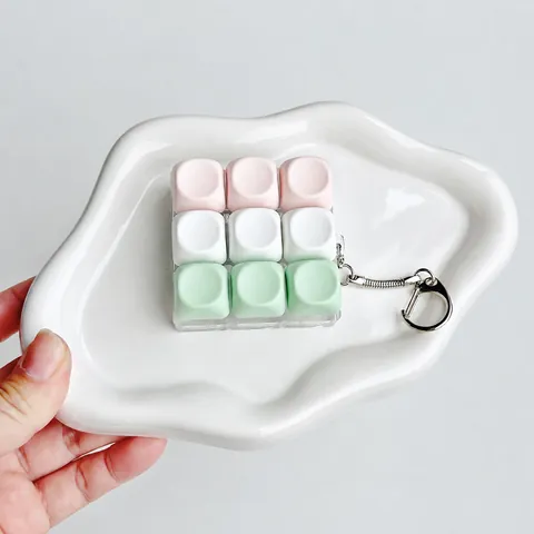 Macaron 9-Key Mechanical Keyboard Switch Tester Fidget Toy Keychain For Stress Relief Desktop Decoration Office Gift Men Women
