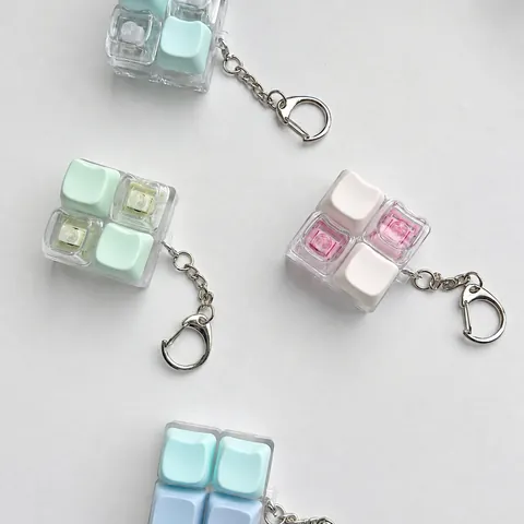 Mechanical Keyboard Switch Tester Fidget Keychain Stress Relief Toy Transparent PC Case Star Buckle Office Adults Gift