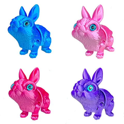3D Printed Articulated Rabbit Model Cute Bunny Toy Moving Joints Desk Ornament Decompression Toy For Birthday Gift