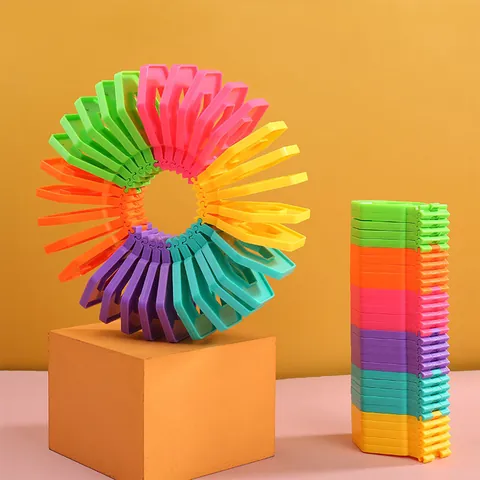 Regenboog Hexagonaal Stapelen Stressverlichtend Speelgoed Voor Kinderen Volwassenen Educatieve Bouwstenen Drukverlichting Fidget Speelgoed Veelkleurige Geometrische Puzzel