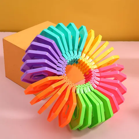 Regenboog Hexagonaal Stapelen Stressverlichtend Speelgoed Voor Kinderen Volwassenen Educatieve Bouwstenen Drukverlichting Fidget Speelgoed Veelkleurige Geometrische Puzzel