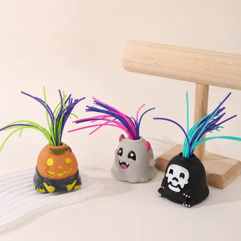 Giocattolo Antistress Mostro che Urla Halloween Tira Capelli Spremitura Squishy Giocattolo Fidget per Bambini Adulti Regalo Divertente PVC TPR