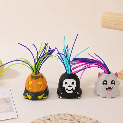 Giocattolo Antistress Mostro che Urla Halloween Tira Capelli Spremitura Squishy Giocattolo Fidget per Bambini Adulti Regalo Divertente PVC TPR