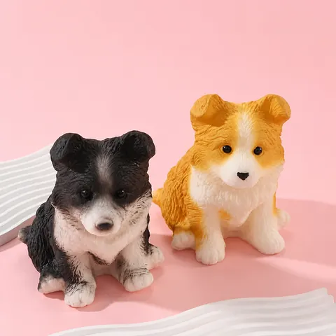 Chiot Border Collie simulé Squishy Jouet de décompression Chien de dessin animé mignon Soulagement du stress Figurine en caoutchouc souple Ornement de bureau