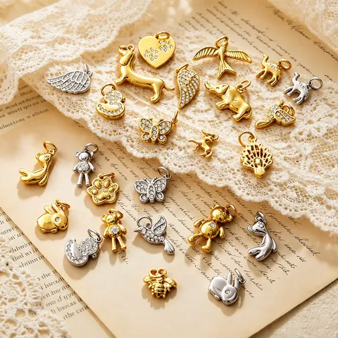 Mini 3D Dierenvorm Hangers Roestvrij Staal 18K Verguld Strass Charms Voor DIY Ketting Armband Maken Vrouwen Mode Sieraden Accessoires