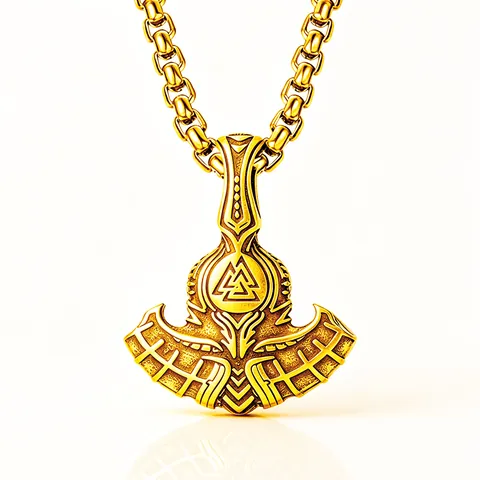 Norse Viking Thor's Hammer Axe Pendant Necklace For Men Vintage Stainless Steel Valknut Totem Box Chain Jewelry Gift