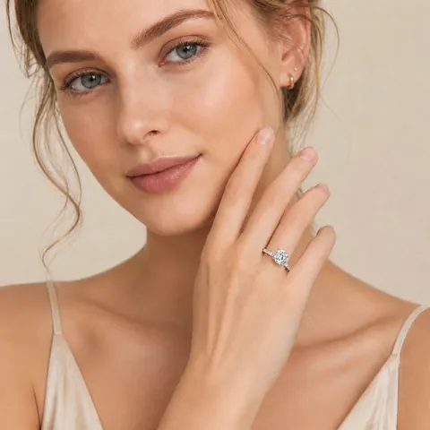 Luxury Moissanite Ring 925 Sterling Silver Four-Prong Round Cut Moissanite Engagement Ring With GRA Certificate For Women Wedding Jewelry
