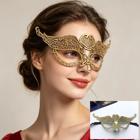Masquerade Mask Gold Bronzing Lace Hollow Out Sexy Charming Eye Mask For Women Party Halloween Carnival Ballroom