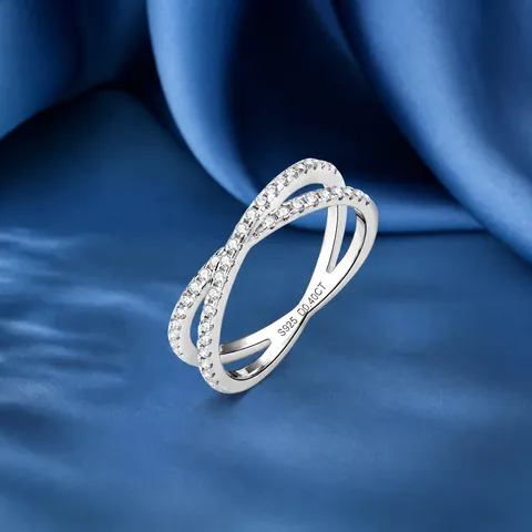 Anillo De Moissanita En Forma De X Cruz Plata De Ley S925 Doble Capa Joyería De Moda Elegante Para Mujeres D Color VVS1