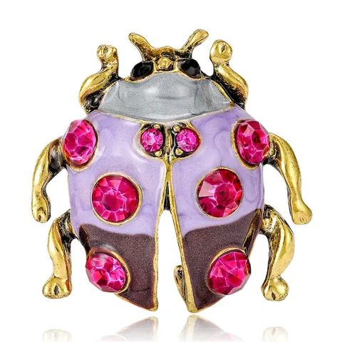 Ladybug Beetle Brooch Alloy Rhinestone Enamel Colorful Insect Pin Fashion Jewelry Accessory For Women
