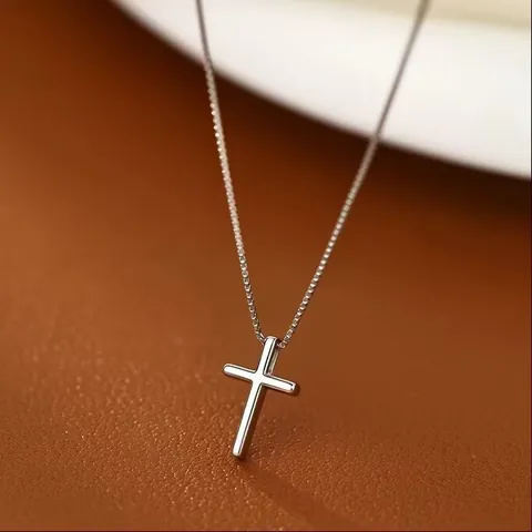 S925 Sterling Zilveren Kruis Hanger Halsketting Minimalistische Box Ketting Sleutelbeen Ketting Voor Dames Heren Klein Niche Sieraden