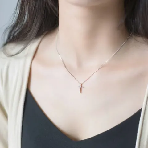 S925 Sterling Zilveren Kruis Hanger Halsketting Minimalistische Box Ketting Sleutelbeen Ketting Voor Dames Heren Klein Niche Sieraden