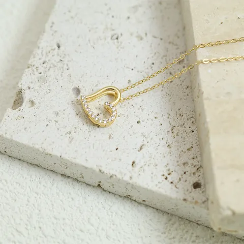 925 Sterling Silver Heart Pendant Necklace Rhinestone Minimalist Clavicle Chain For Women Fashion Jewelry Wedding Party Gift Accessory