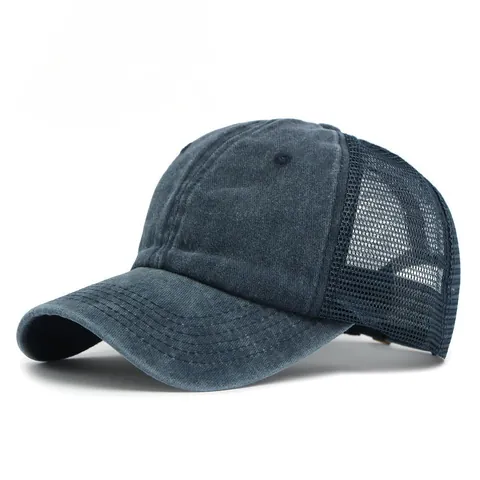 Vintage Gewaschene Baumwolle Distressed Baseballkappe Für Herren Atmungsaktives Mesh Trucker Mütze Verstellbare Sonnenschutz Kappe