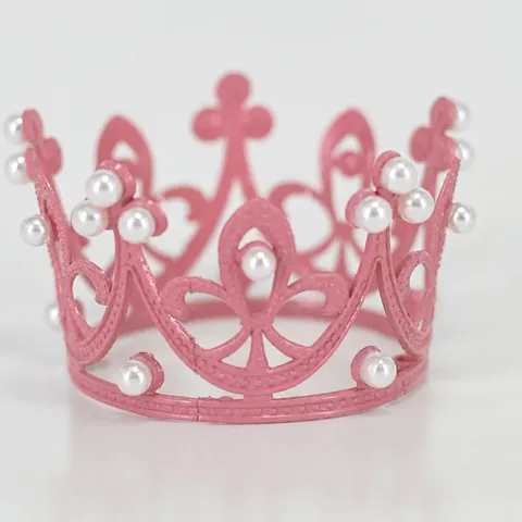 Baroque Mini Alloy Crown Cake Topper For Wedding Birthday Party Decoration Elegant Hollow Out Flower Girl Tiara Artificial Pearl