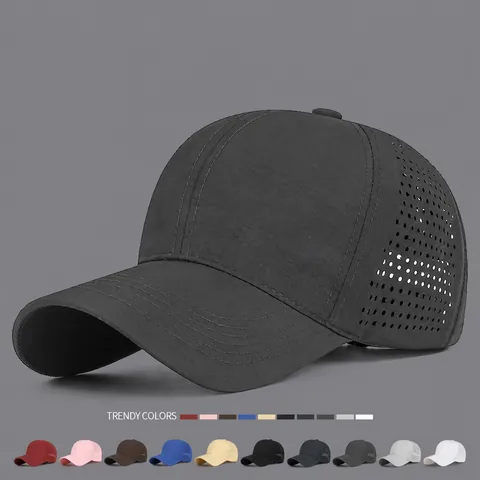 Adjustable Large Head Baseball Cap Breathable Quick Dry Polyester Sun Hat With Laser Cut Holes For Men Women Summer Outdoor Sports Fashion Casual Hat