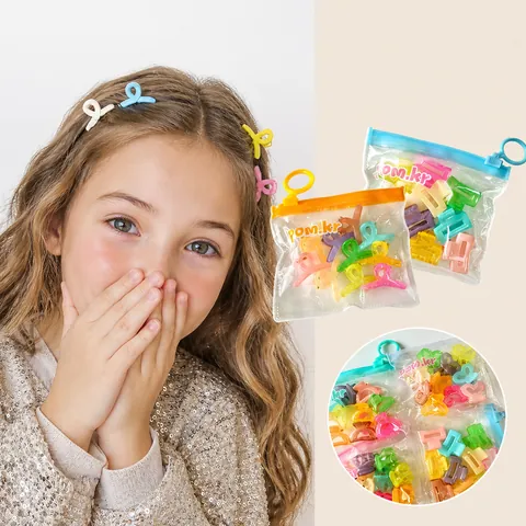 Korean Jelly Color Mini Hair Claw Clips For Girls Cute Macaron Candy Color Plastic Resin Small Hairpins Kids Accessories Set