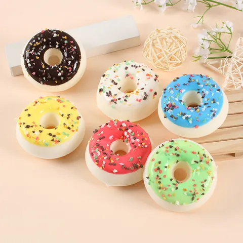 Simulation Donut Fridge Magnet Model PU Squishy Dessert Cake Bread Creative Home Kitchen Refrigerator Decoration Ornament
