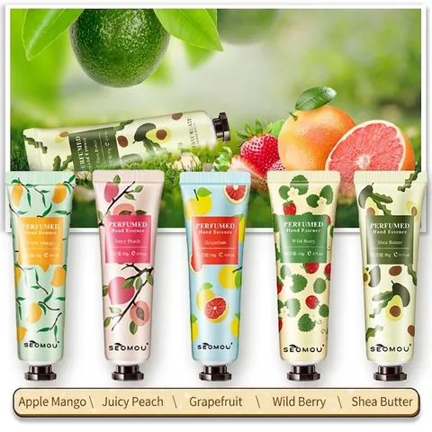 SEOMOU Moisturizing Hand Cream Set Plant Fruit Scented Hand Essence For Dry Skin Nourishing Skin Care Treatment For Women
