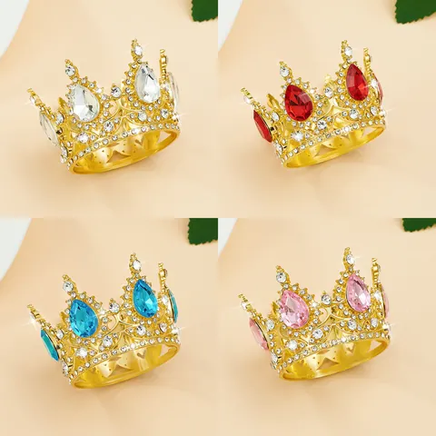Mini Corona de Aleación para Pastel Con Diamantes de Imitación Vintage Real Pequeña Tiara Redonda Decoración de Pastel de Fiesta de Cumpleaños para Niños Niñas