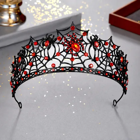 Corona de Telaraña Gótica con Diamantes de Imitación Tiara de Halloween de Aleación Diadema de Araña para Fiesta Cosplay Accesorios de Disfraces Mujer