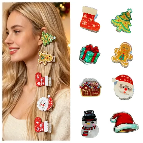 Süße Weihnachten Haarklammer Cartoon Schneemann Elch Weihnachtsmann Glocke Ingwer Mann PVC Haarnadeln Für Damen Mädchen Festival Geschenke