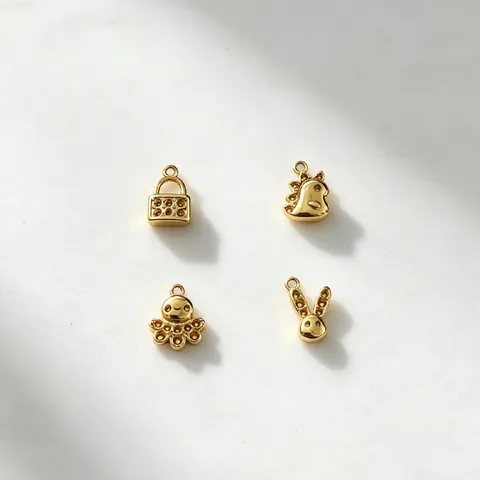 18K Vergoldet Edelstahl Oktopus Hase Dinosaurier Schloss Anhänger DIY Charms Für Schmuckherstellung Handgefertigtes Zubehör