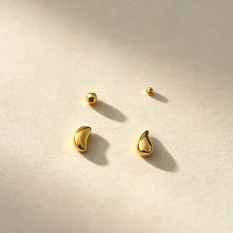 Vacuum Plated Gold Stainless Steel Spacer Beads For DIY Jewelry Polygon Bean Water Drop Shaped Through Hole Beads