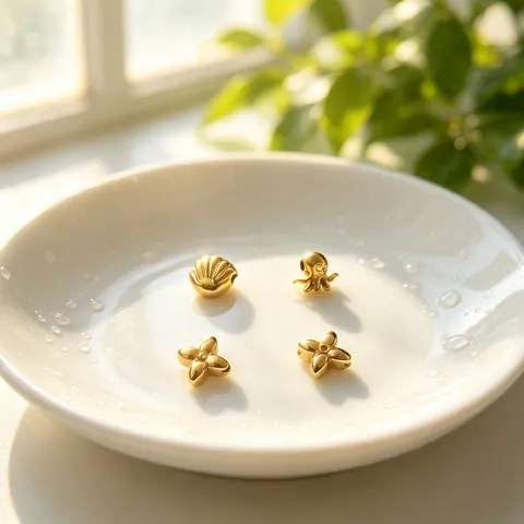 Cuentas Espaciadoras de Acero Inoxidable Chapado en Oro Concha Pulpo Trébol de Cuatro Hojas DIY Fabricación de Joyas Abalorios Cuentas Sueltas para Collar Pulsera