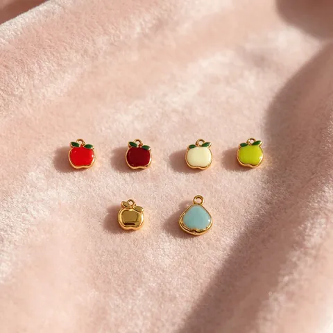 DIY Schmuckherstellung Zubehör 18K Vergoldet Edelstahl Mini Apfel Anhänger Tropföl Frucht Charme Für Armband Halskette Damen