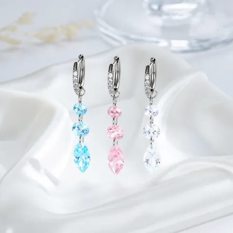 Titanium Alloy Rhinestone Tassel Dangle Earrings Geometric Crystal Fringe Piercing Huggie Hoops For Women Men Jewelry