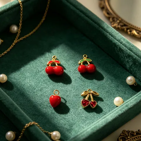 Edelstahl Fruchtanhänger Ohne Kette Erdbeere Kirsche Emaille Strass Charms Für DIY Schmuckherstellung Halsketten Armbänder Ohrring Zubehör