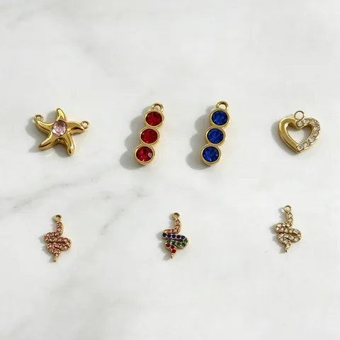 304 Edelstahl Strass Anhänger Schlange Herz Seestern Lange Bar Charms Für DIY Halskette Herstellung Schmuckzubehör