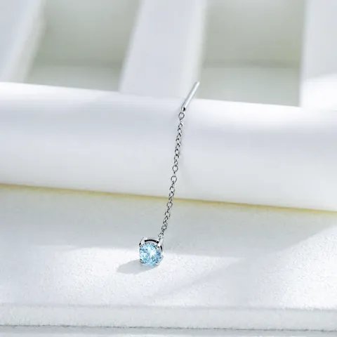 Orecchini a Catena in Acciaio Inossidabile Con Zirconia 4mm Incastonatura a Griffe Perno 1.0mm Gioielli Piercing Geometrici Singolo