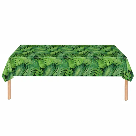 Disposable Palm Leaf Tablecloth Tropical Party Decorations Waterproof PE Rectangular Table Cover For Birthday Picnic Event Decor