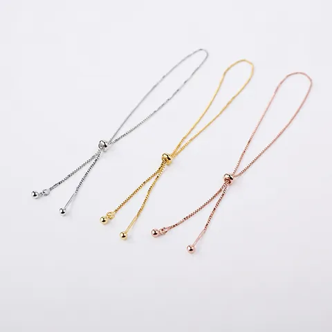 DIY Verstellbare Box-Kette Armband Halskette Echt Gold Galvanisiert Schieberperle Link Für Schmuckherstellung Schraubverschluss Ketten Unisex Zubehör
