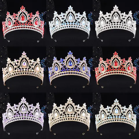 Barock Braut Krone Elegant Strass Prinzessin Geburtstag Tiara Europäische Hochzeit Haarschmuck Festzug Krone Für Damen