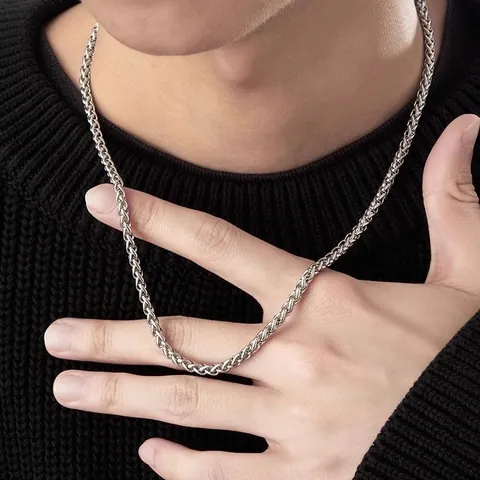 Stainless Steel Spiga Chain Necklace For Men Women High Polished Wheat Chain Spiga Link Jewelry For DIY Pendants Accessory