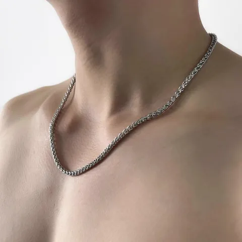 Titanium Steel Dragon Bone Chain Necklace For Men Minimalist Stainless Steel Wheat Chain Hip Hop Jewelry Accessories