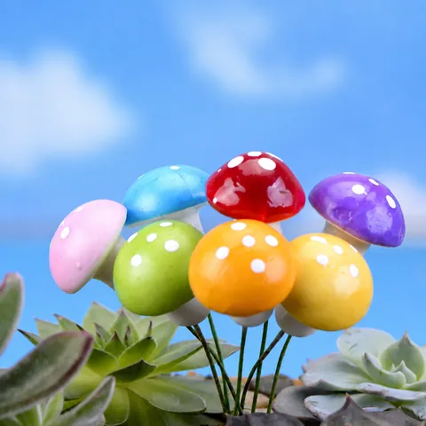 Miniature Foam Mushroom Ornaments Colorful Polka Dot Simulation Mushroom For Fairy Garden Micro Landscape Decoration Handmade Potted Decor