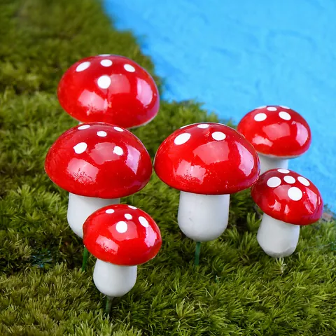 Miniature Foam Mushroom Ornaments Colorful Polka Dot Simulation Mushroom For Fairy Garden Micro Landscape Decoration Handmade Potted Decor