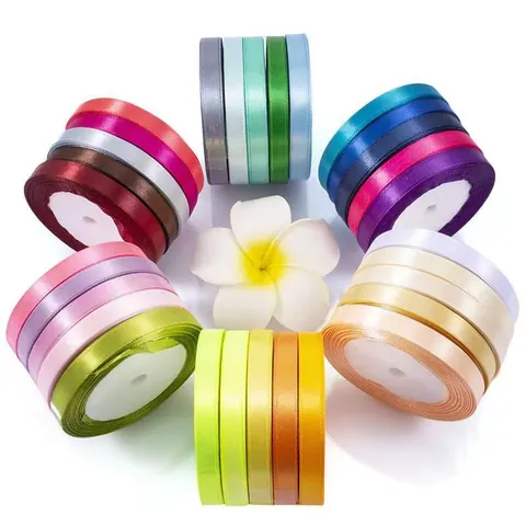 Solid Polyester Satin Ribbon For DIY Handcraft Gift Wrapping Wedding Party Cake Decoration Hair Bow Making Smooth Silk Feel Webbing