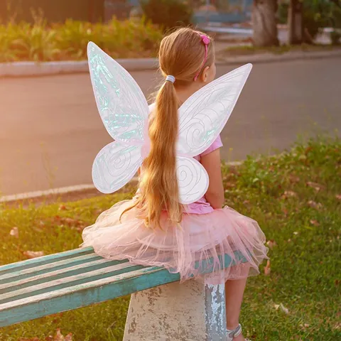 Conjunto de Disfraz de Alas de Elfo de Mariposa para Niños Con Luces LED Varita Mágica Tiara Falda de Tutú para Niñas Fiesta de Cumpleaños Accesorio de Disfraz