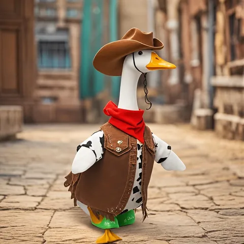 Tenues de Cowboy Western Faites à la Main pour Oie de Porche Ensemble de Vêtements Décoratifs pour Oie de Pelouse Halloween Noël Vacances Costumes Accessoires