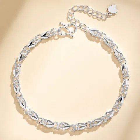 Mode Legierung Strass Kleeblatt Herz Armband Für Damen Verstellbare Glückliche Gliederkette Armband Elegante Schmuck Geschenk Für Freundin