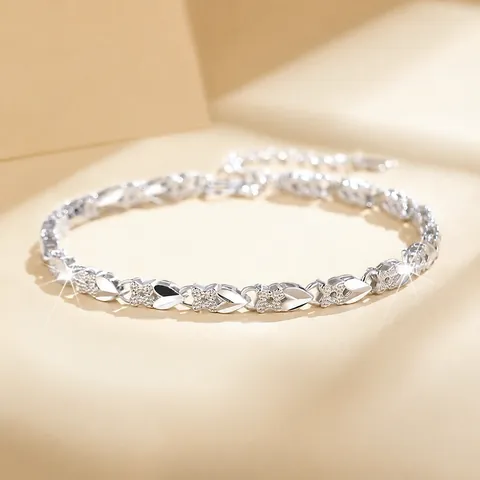 Mode Legierung Strass Kleeblatt Herz Armband Für Damen Verstellbare Glückliche Gliederkette Armband Elegante Schmuck Geschenk Für Freundin